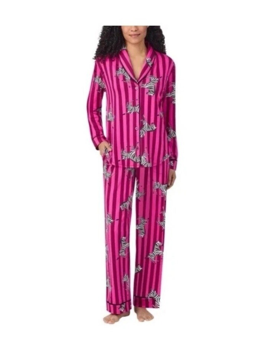 Room Service 2PC Womens Pajama Set Pink Strip Zebra Sleepwear Size XXL Eclectic